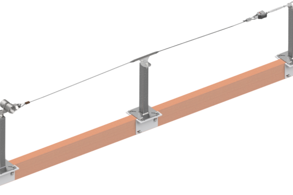 Línea de Vida sobre Poste Estándar a Viga de madera
